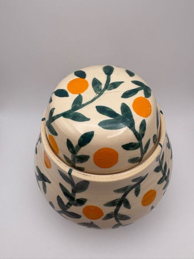 Vines & Fruit Handpainted Jar *Seconds*