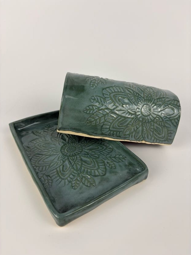 Flower Stamped Butter Dish