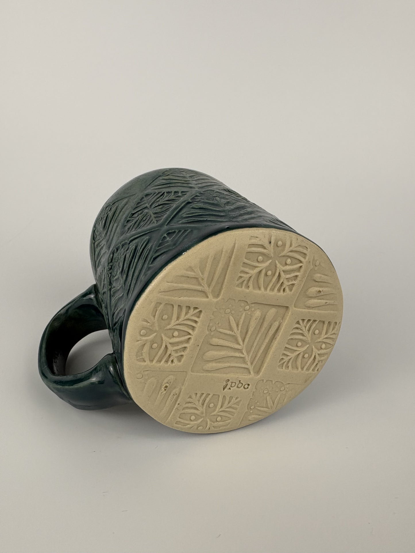 Teal Floral Stamped Mug