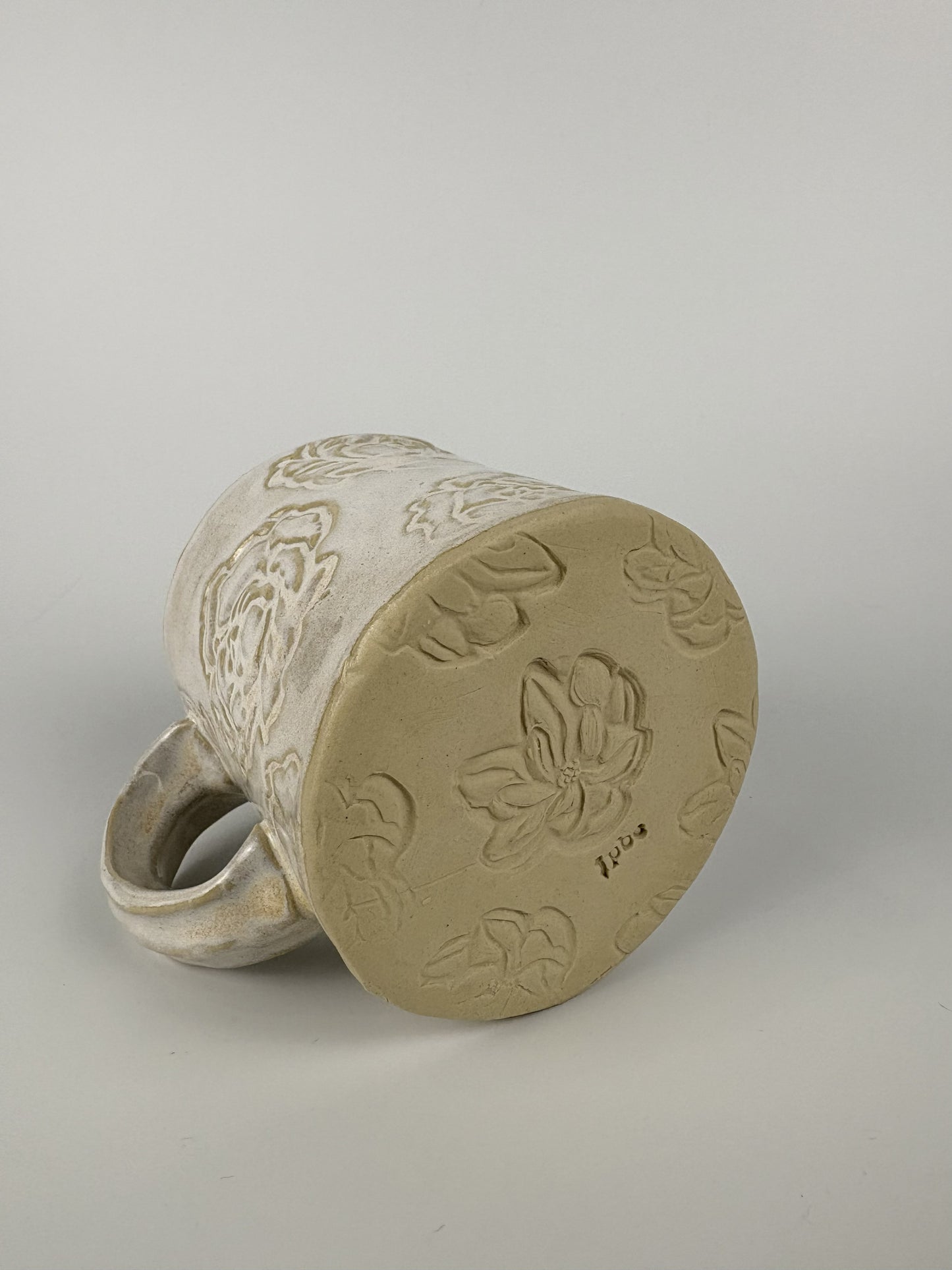 Cream Peony Stamped Mug
