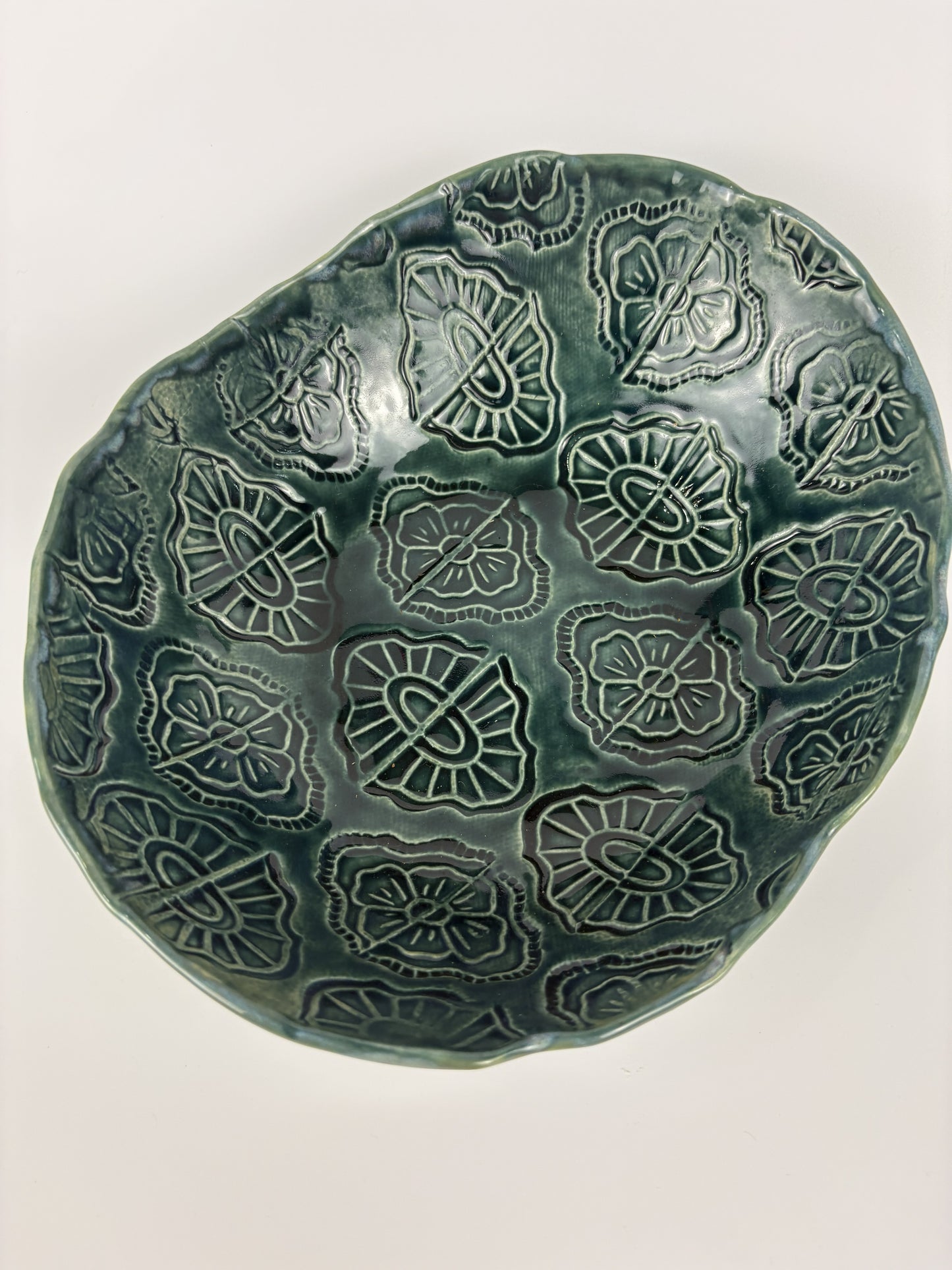 Teal Stamped Organic Bowl