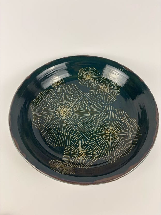 Abstract Floral Sgraffito Dish