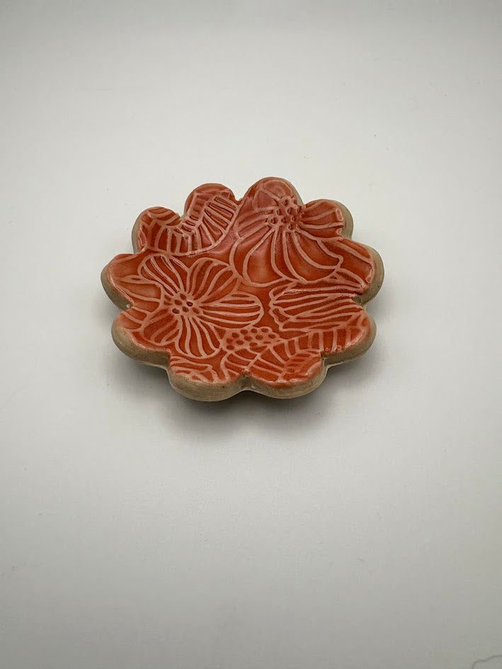 Tiny Poppy Red Flower Trinket Dish