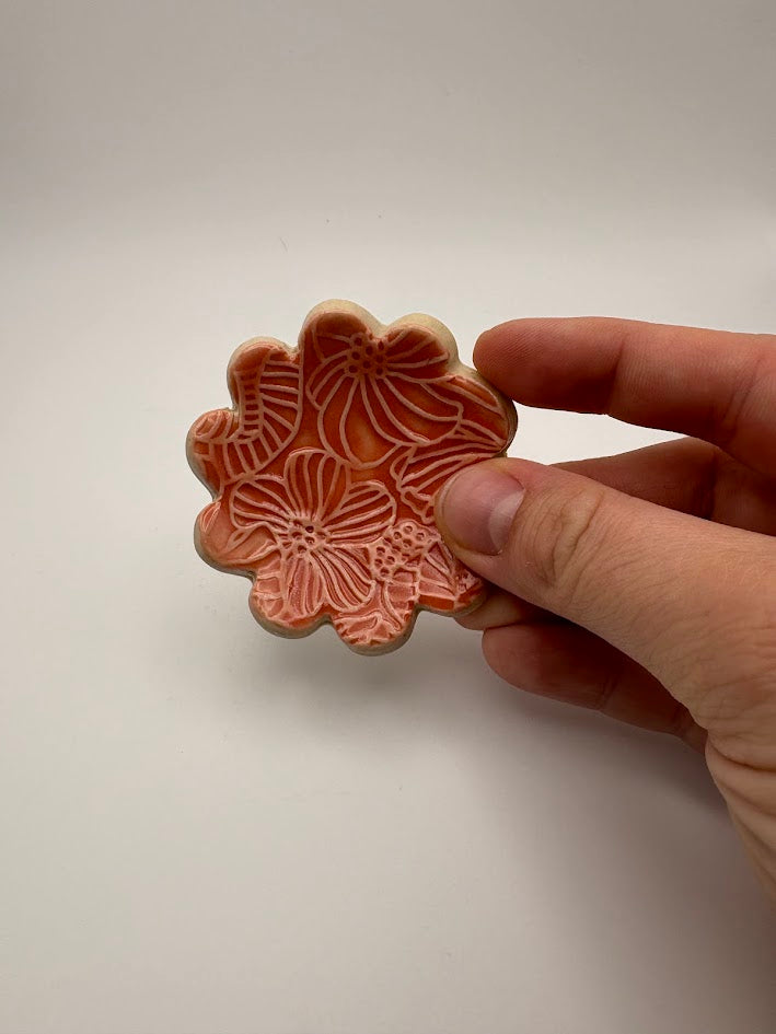 Tiny Poppy Red Flower Trinket Dish
