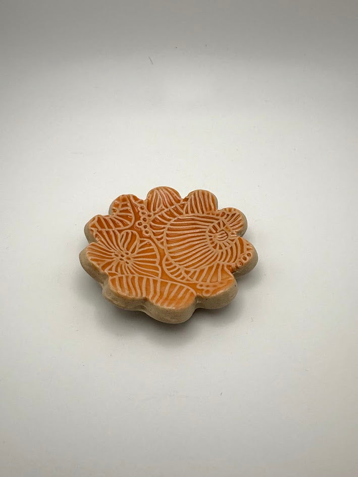 Tiny Orange Dreamsicle Flower Trinket Dish