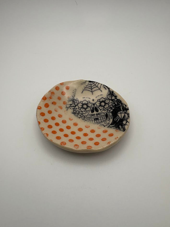 Tiny Sugar Skull & Dots Trinket Dish