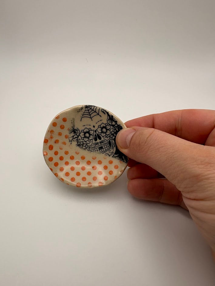 Tiny Sugar Skull & Dots Trinket Dish