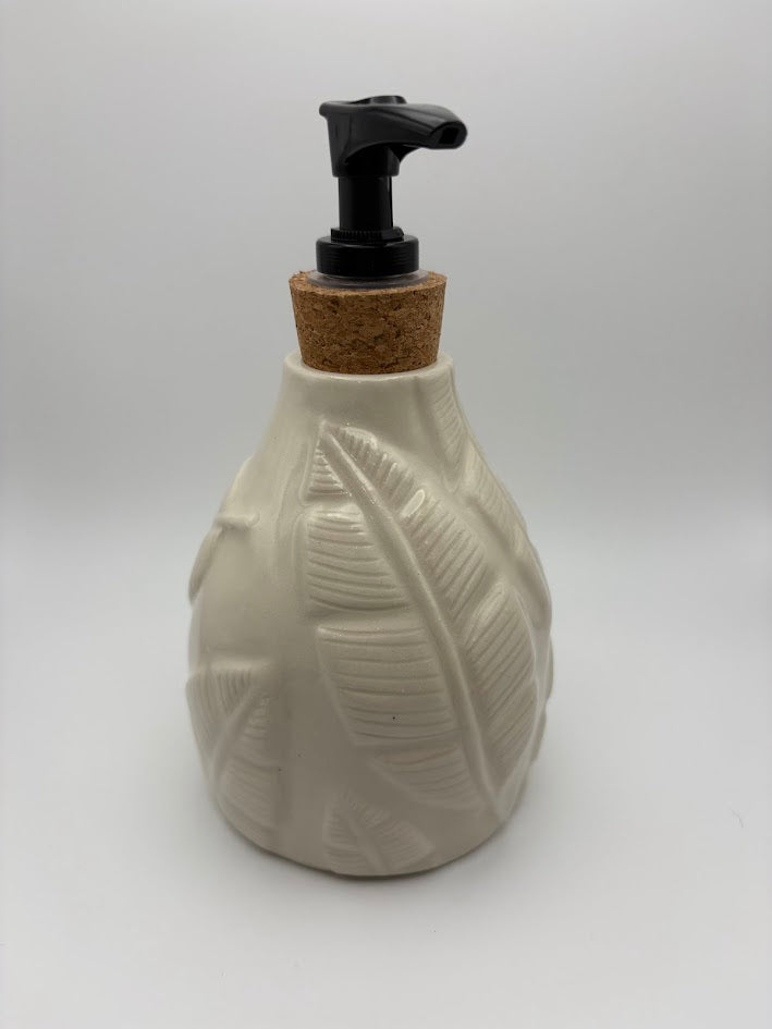 Tropical Leaves Porcelain Soap Dispenser