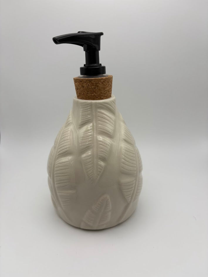 Tropical Leaves Porcelain Soap Dispenser