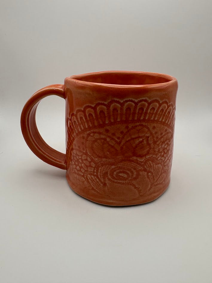 Lace Inlay Mug in Pink