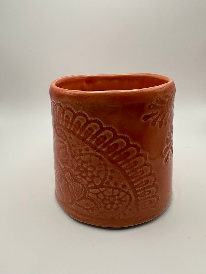 Lace Inlay Mug in Pink
