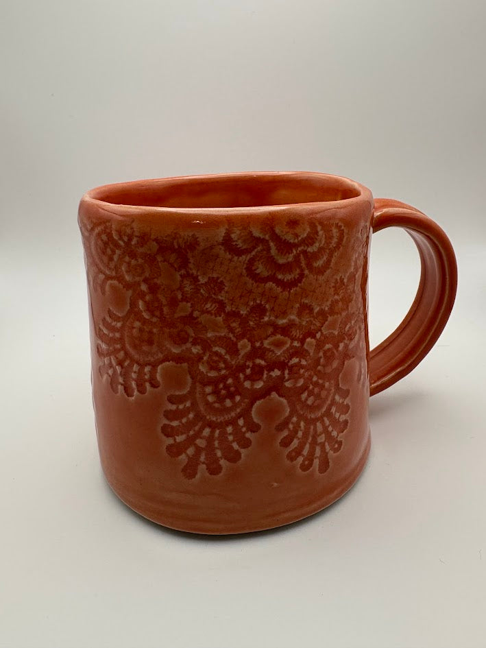 Lace Inlay Mug in Pink