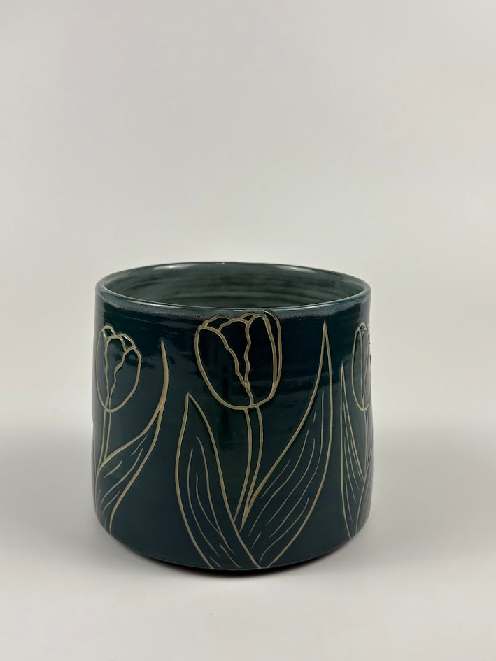 Carved Tulips Utensil Holder