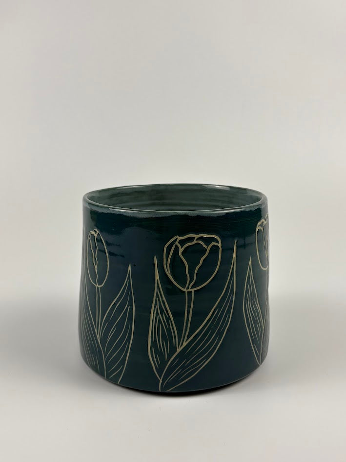 Carved Tulips Utensil Holder