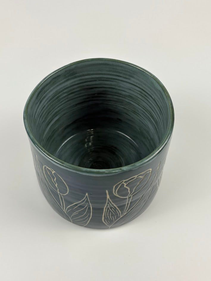 Carved Tulips Utensil Holder
