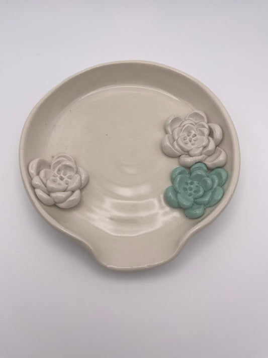 Triple Flower Porcelain Spoon Rest