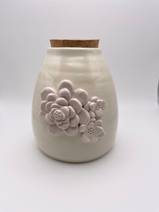 Triple Flower Large Porcelain Jar