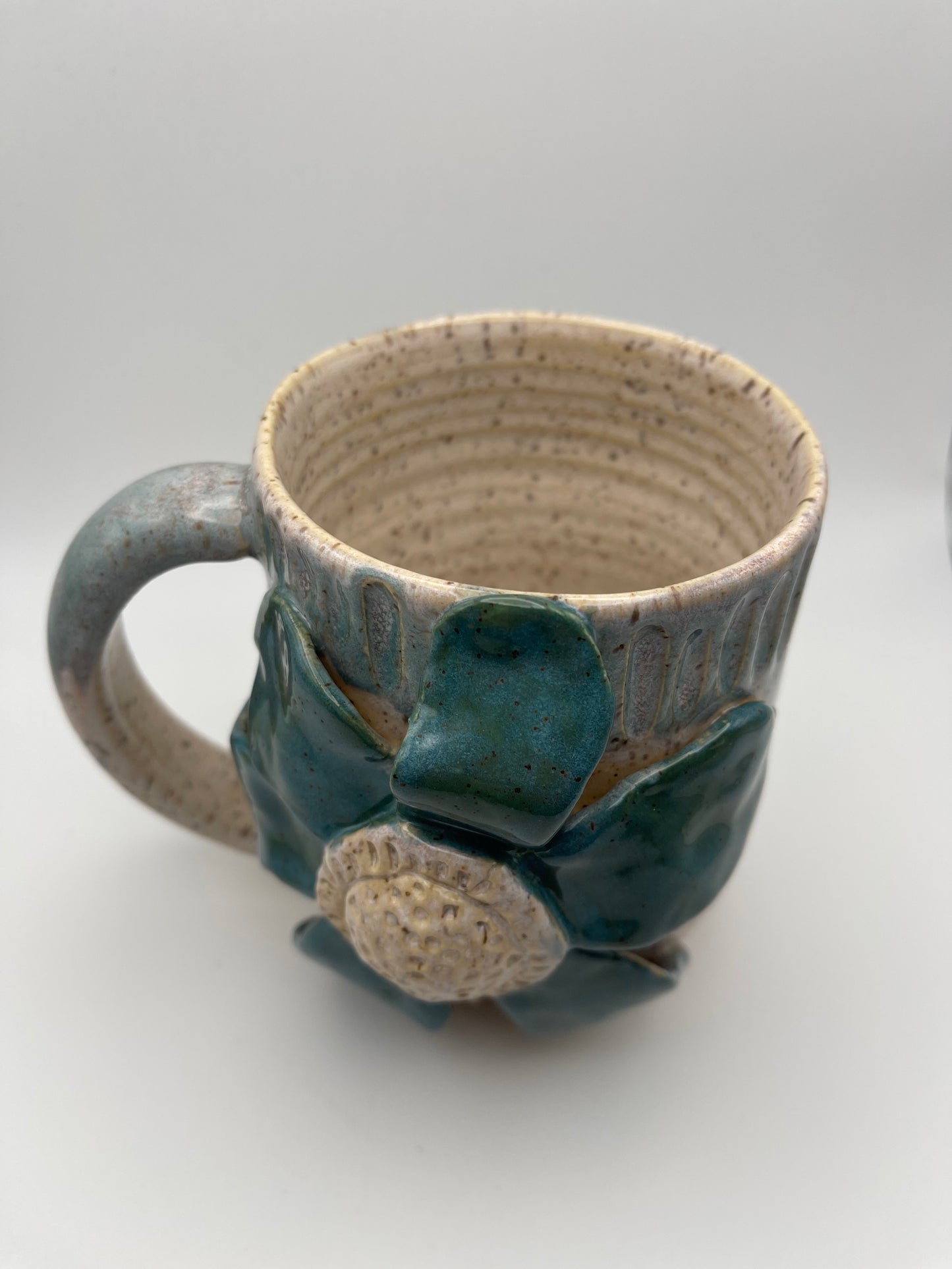 Hand Sculpted Flower Mug