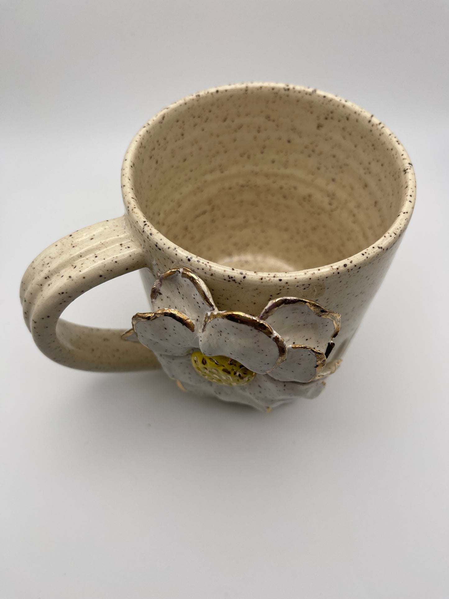 Gold Hand Sculpted Flower Mug