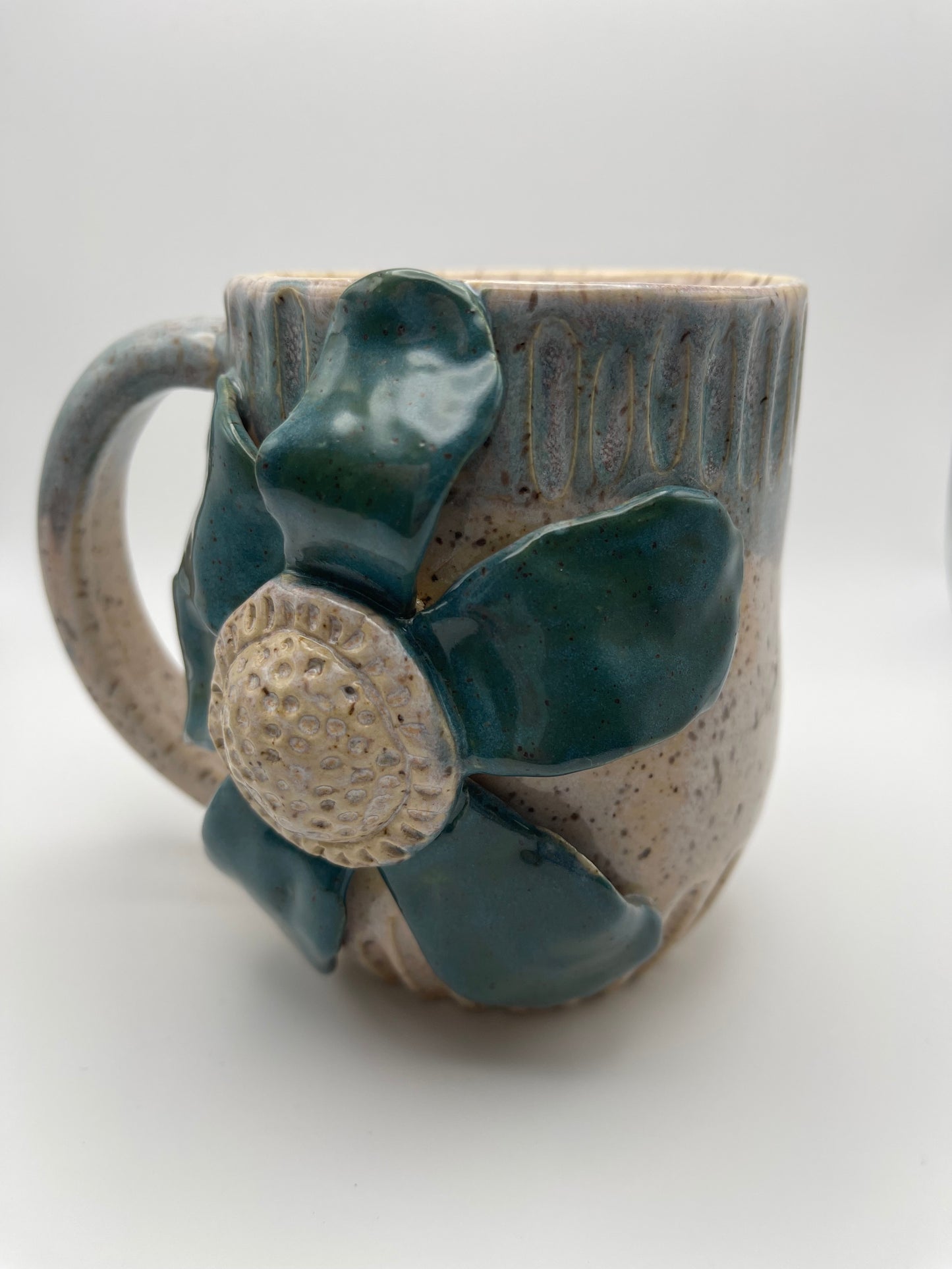 Hand Sculpted Flower Mug