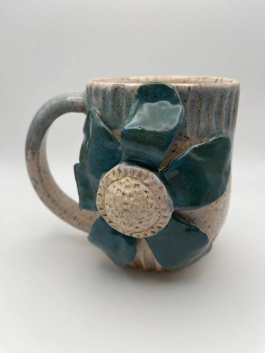 Hand Sculpted Flower Mug