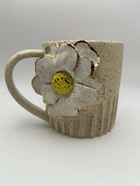 Gold Hand Sculpted Flower Mug