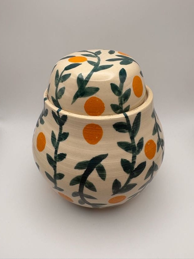 Vines & Fruit Handpainted Jar *Seconds*