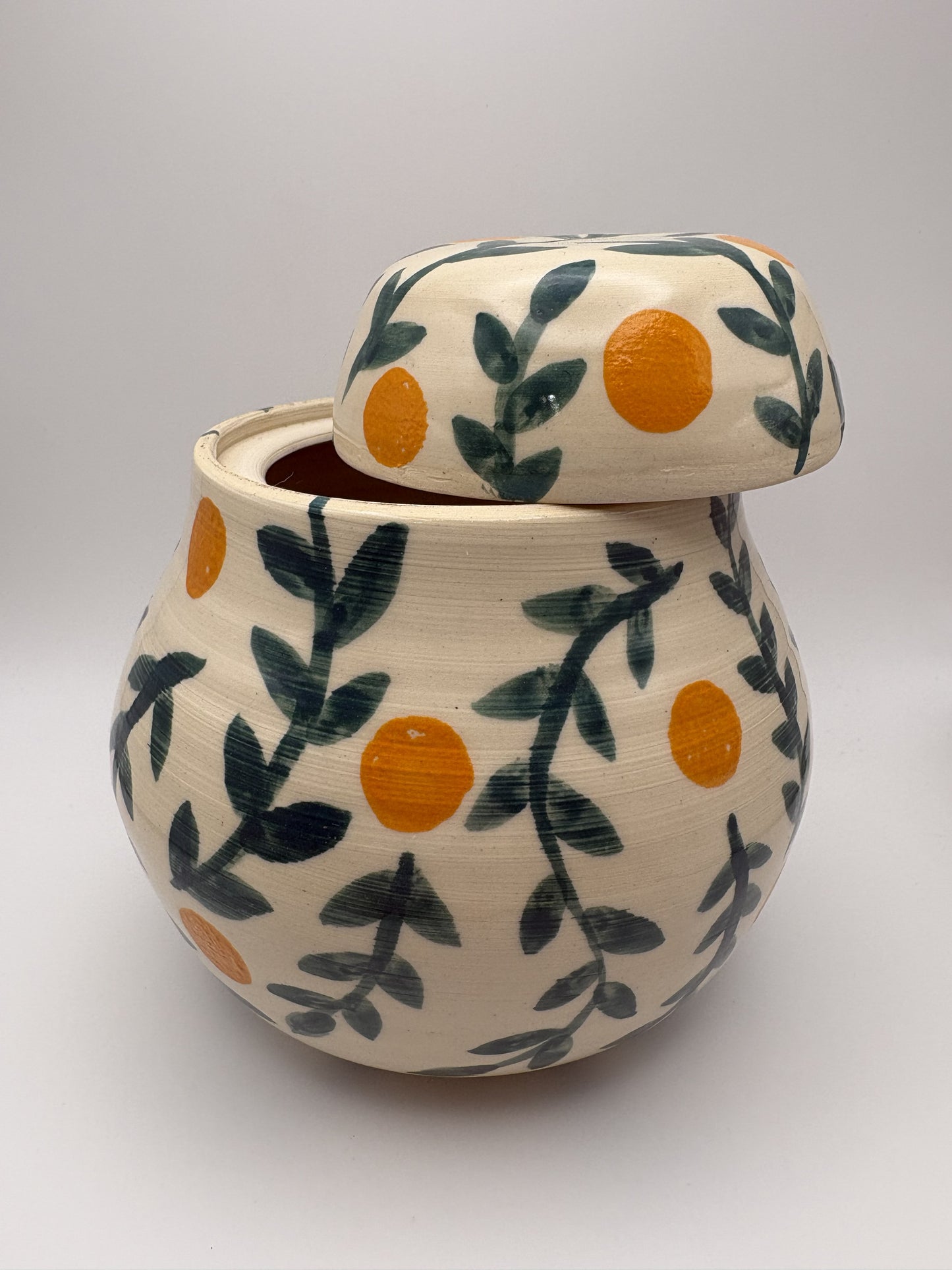 Vines & Fruit Handpainted Jar *Seconds*