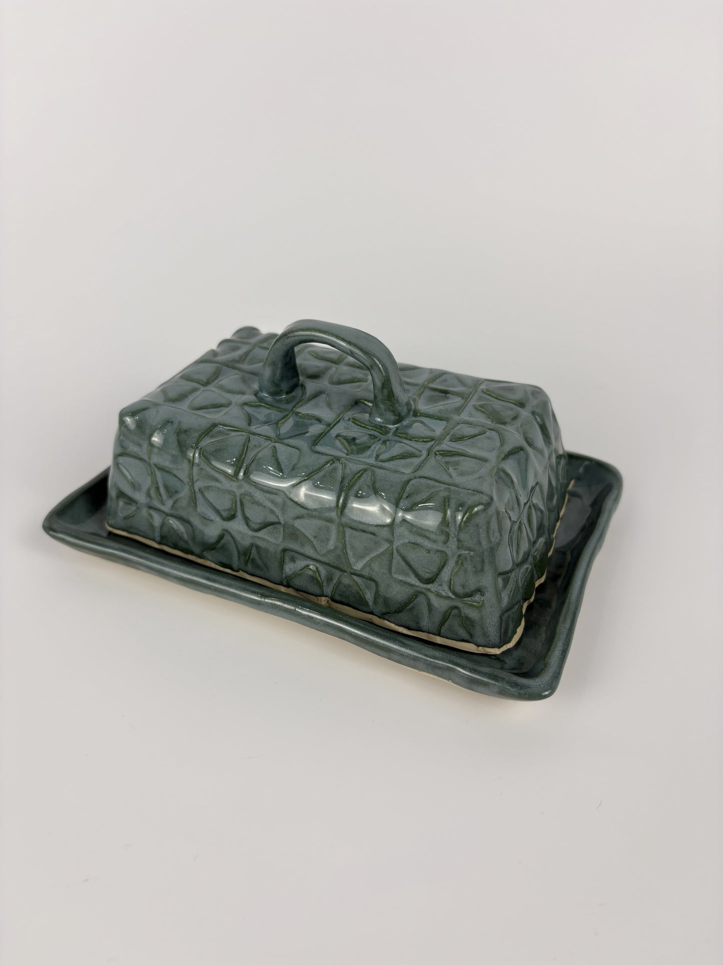 Geometric Stamped Butter Dish