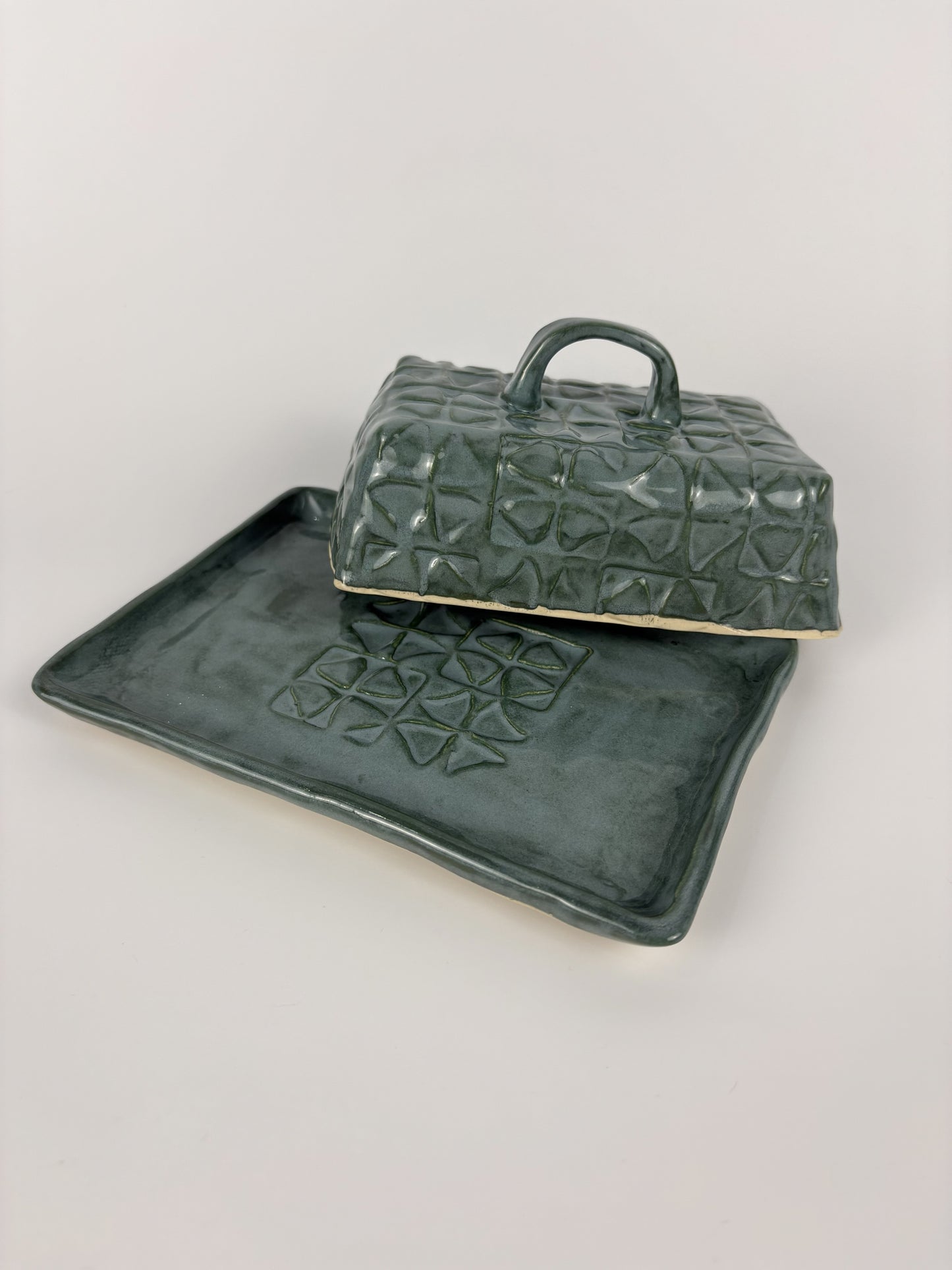 Geometric Stamped Butter Dish