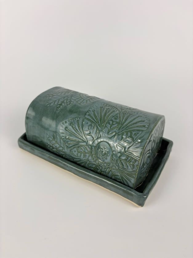 Flower Stamped Butter Dish
