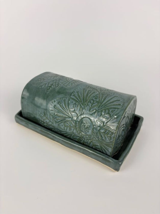 Flower Stamped Butter Dish