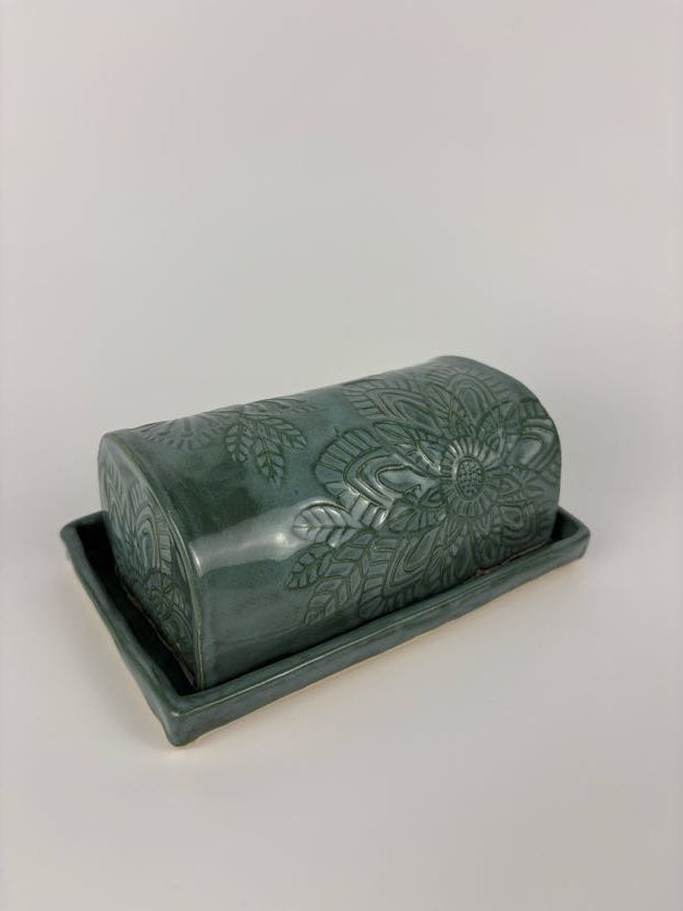 Flower Stamped Butter Dish