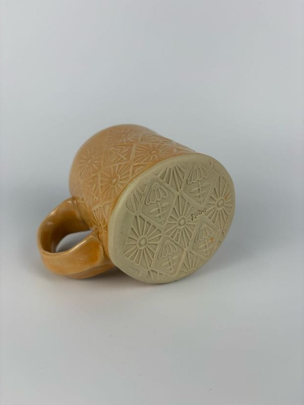 Peach Hand Stamped Daisy Mug