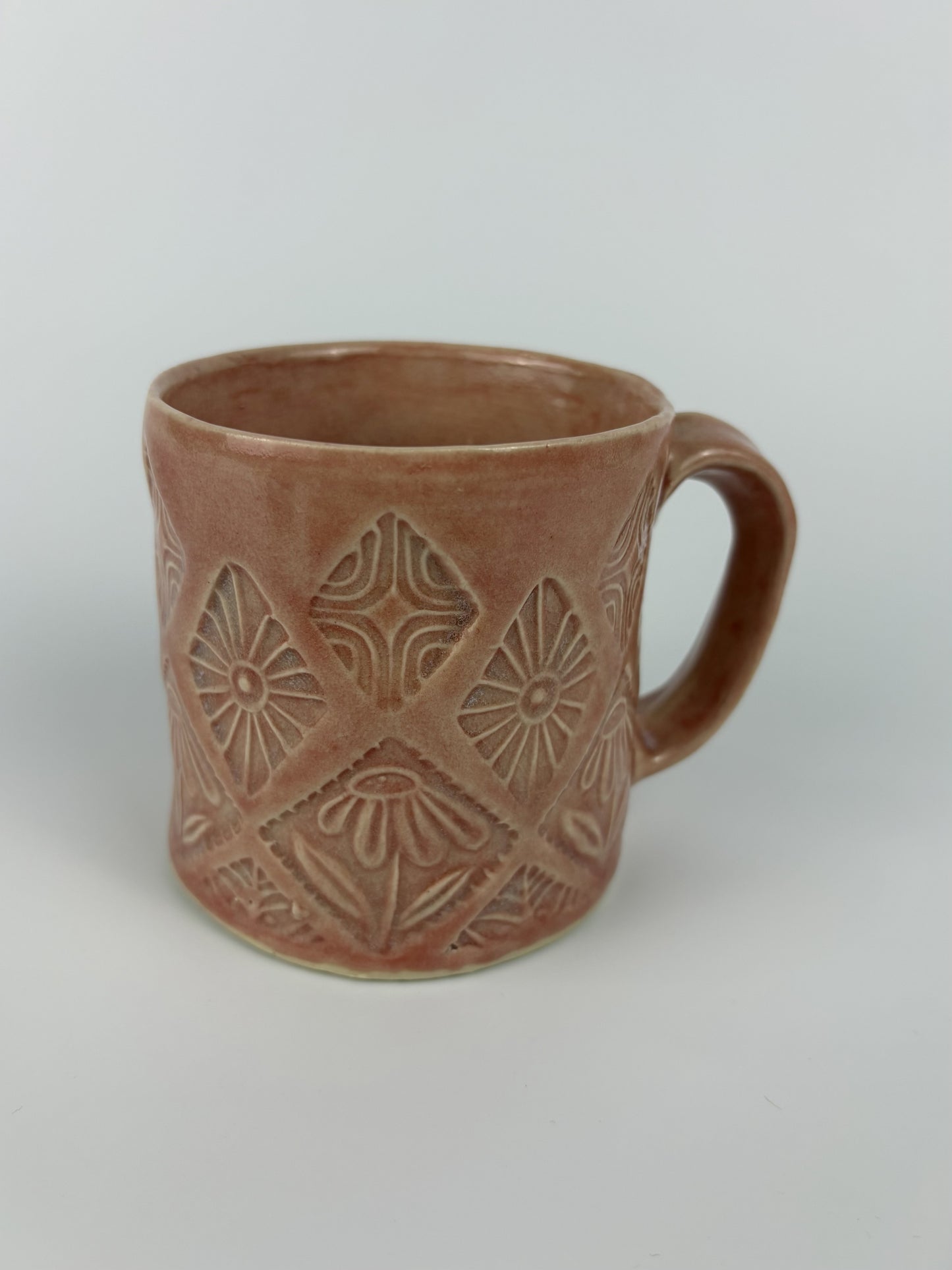 Pink Stamped Daisy Mug