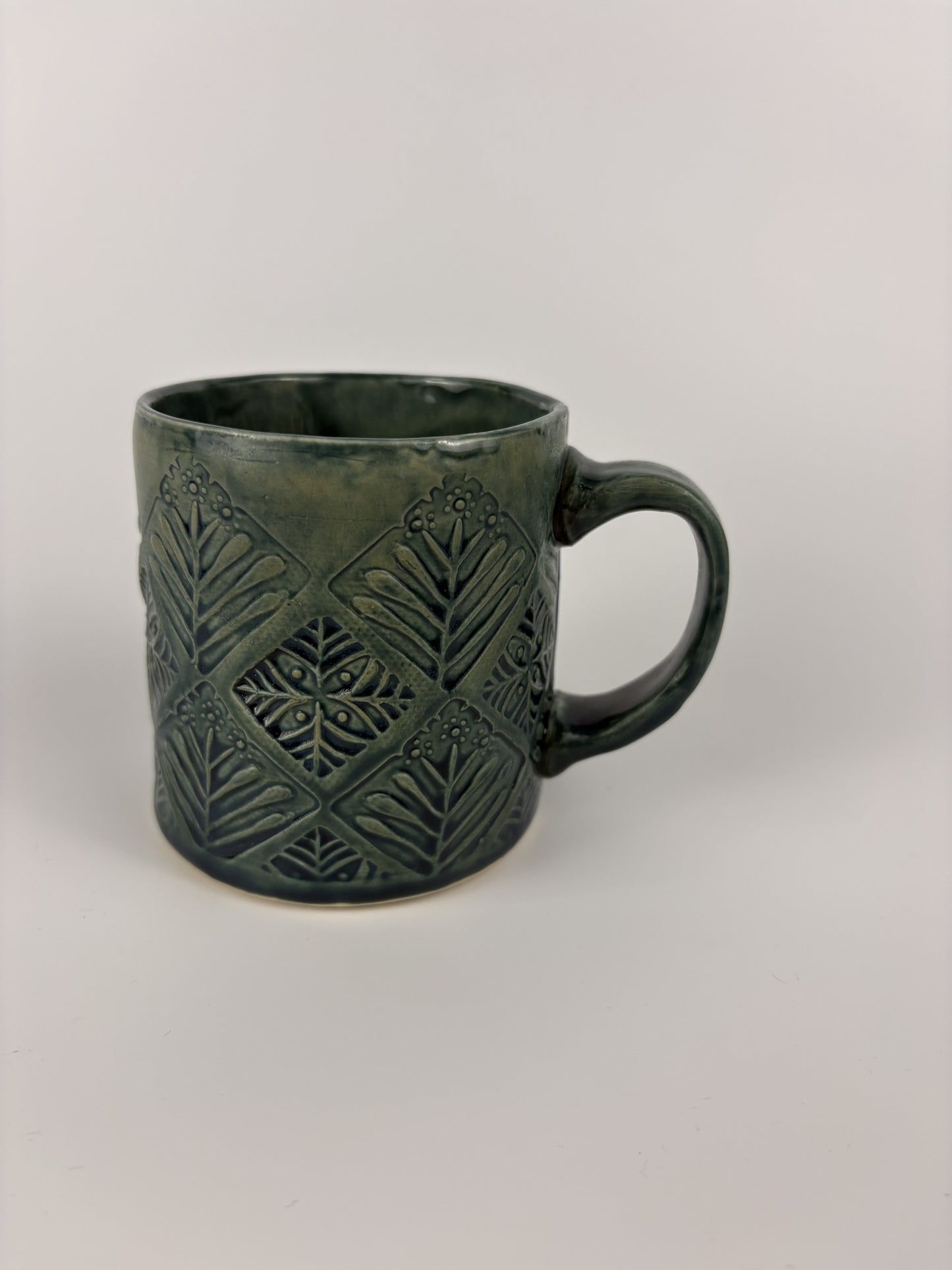 Teal Floral Stamped Mug