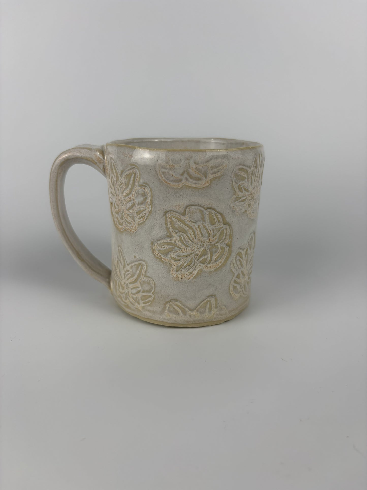Cream Magnolia Stamped Mug