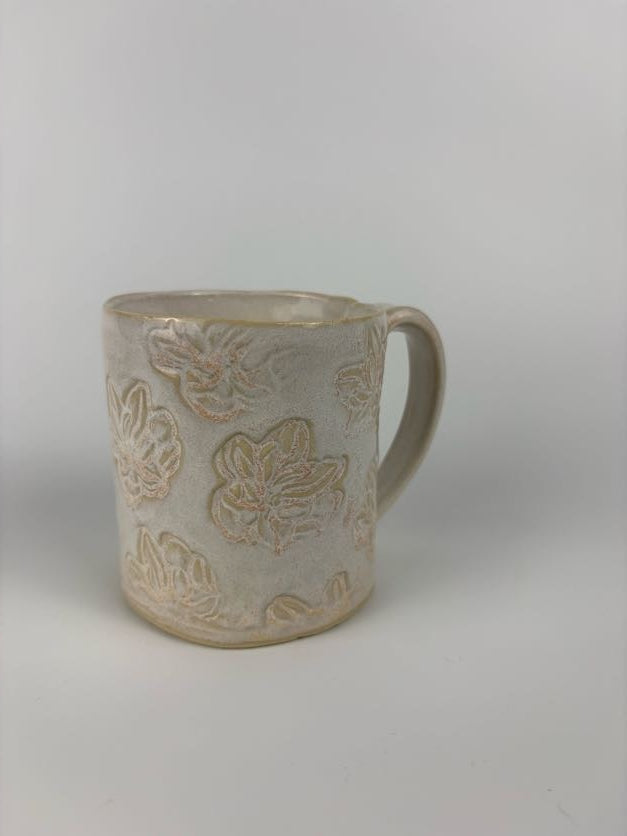 Cream Magnolia Stamped Mug