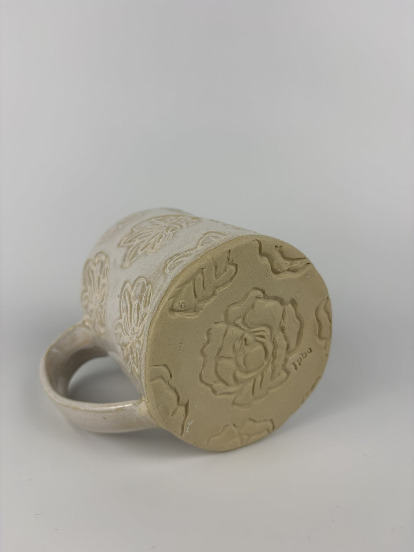 Cream Magnolia Stamped Mug