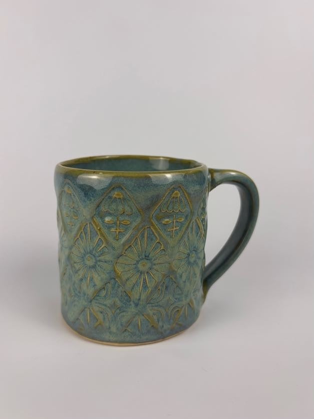 Turqoise "Radicalized by Basic Decency" Stamped Mug - Seconds