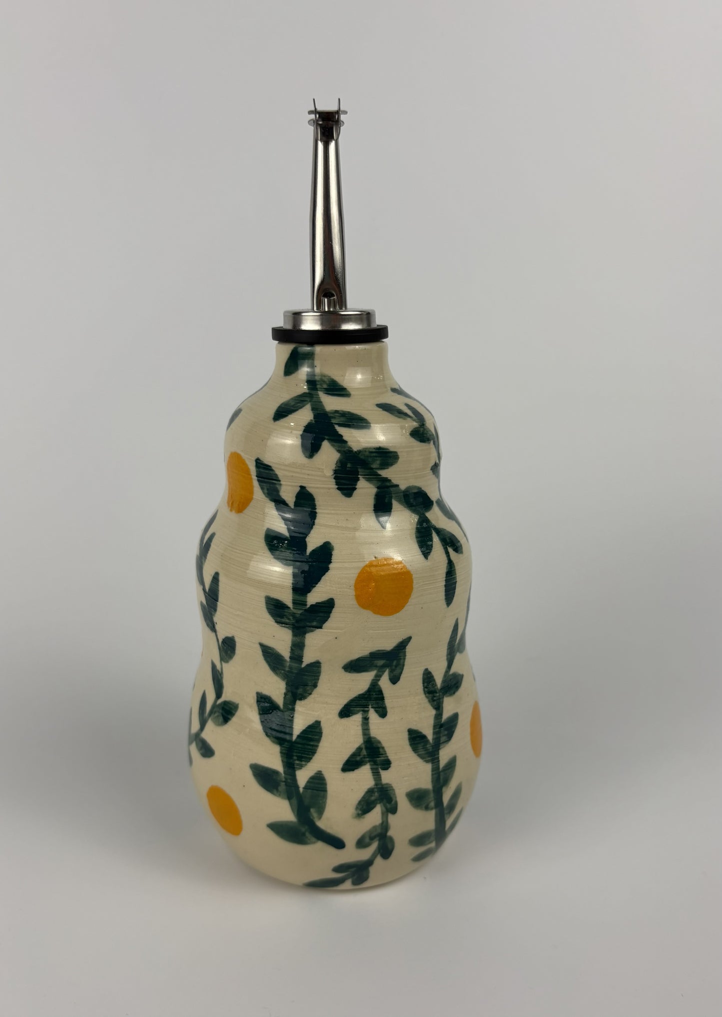 Vines & Fruit Handpainted Oil Bottle