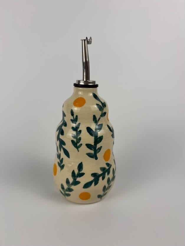 Vines & Fruit Handpainted Oil Bottle