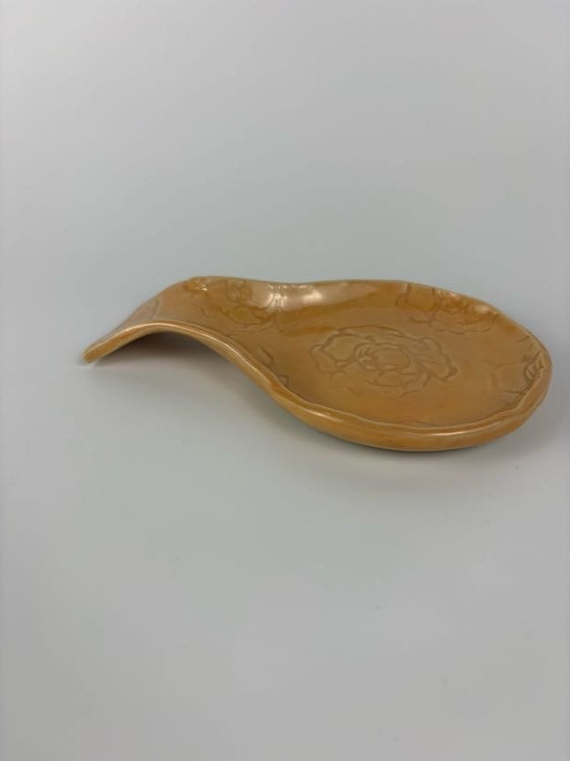 Peach Peony Stamped Spoon Rest