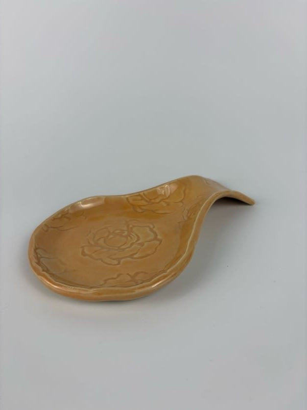 Peach Peony Stamped Spoon Rest
