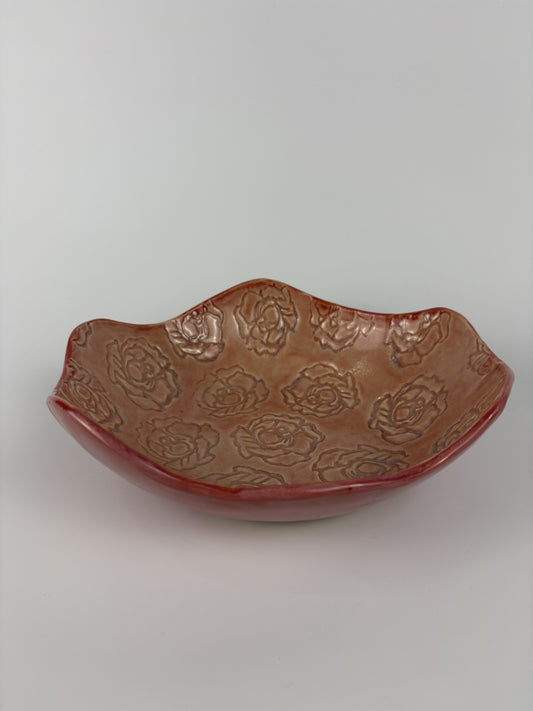 Pink Peony Stamped Organic Bowl