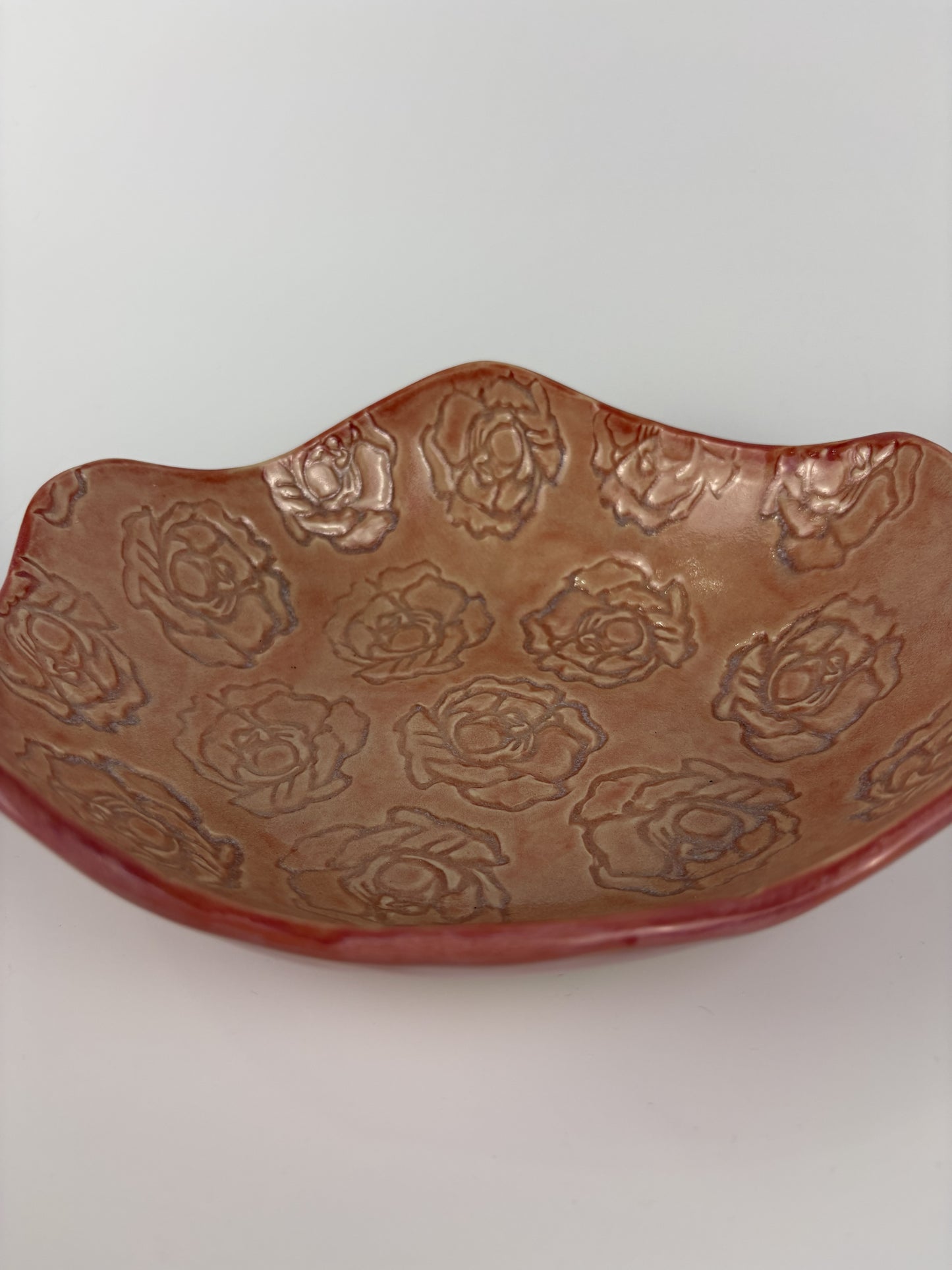 Pink Peony Stamped Organic Bowl