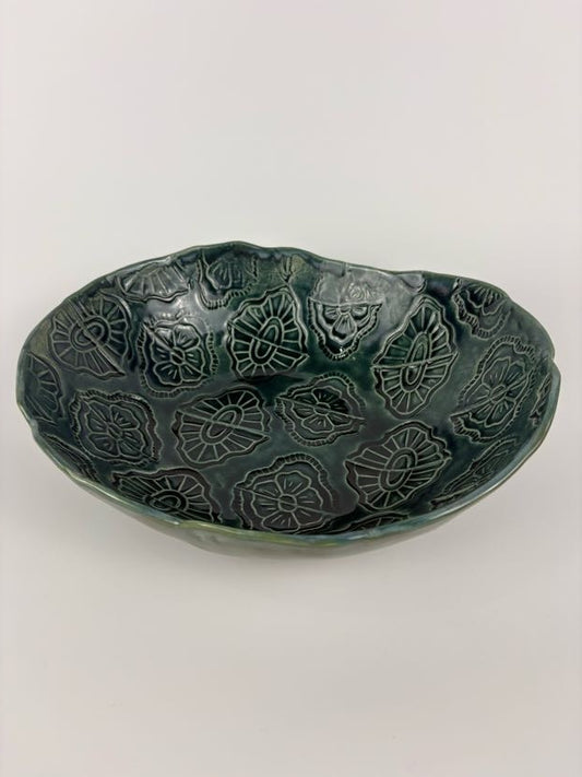 Teal Stamped Organic Bowl