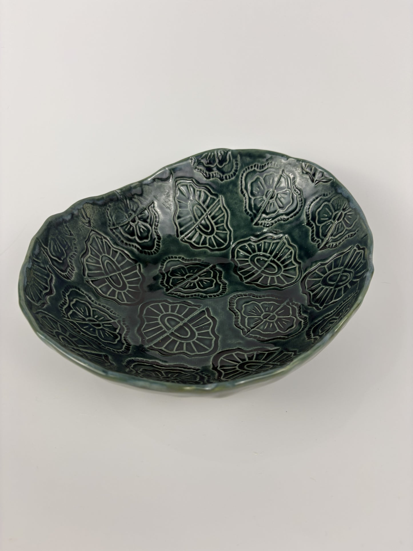Teal Stamped Organic Bowl
