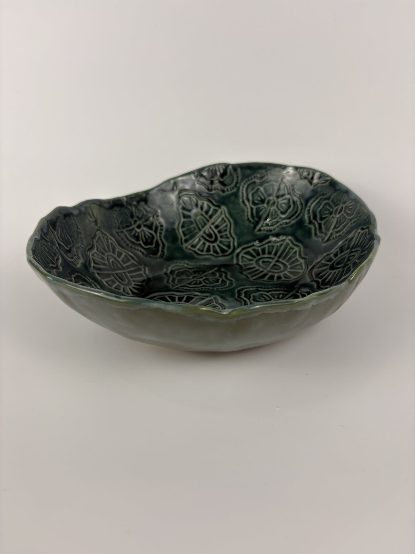 Teal Stamped Organic Bowl