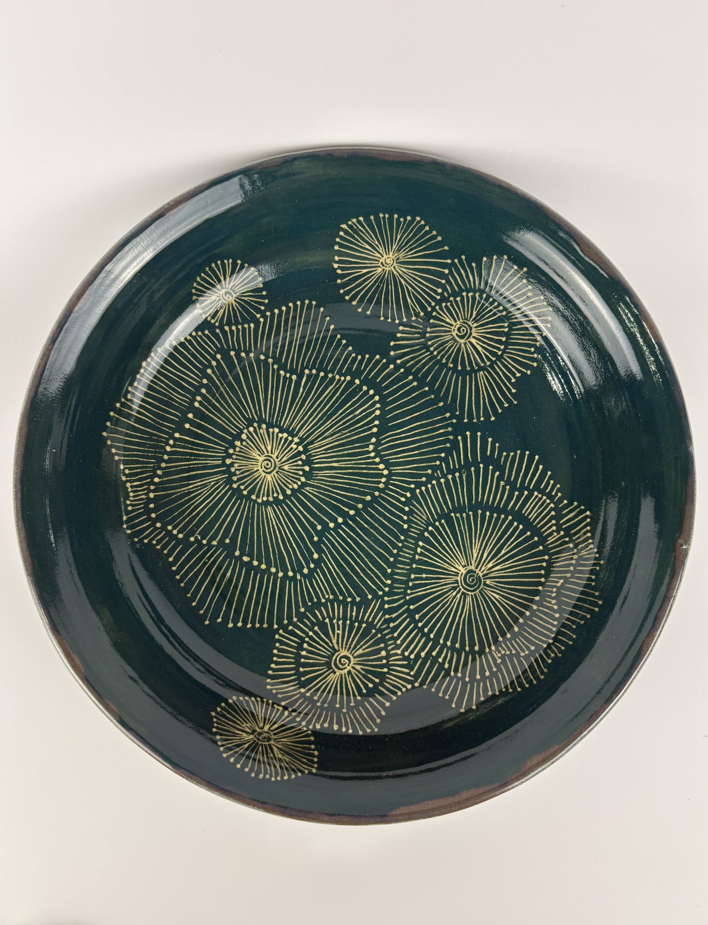 Abstract Floral Sgraffito Dish